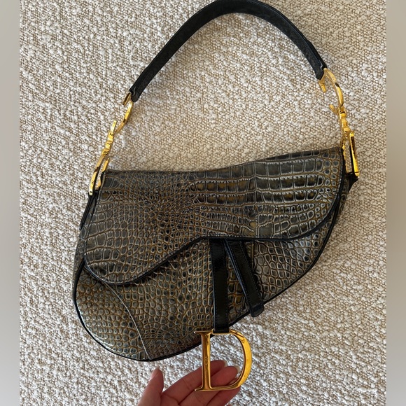 Dior Saddle Croc Embossed Green/Blue - Picture 16 of 16